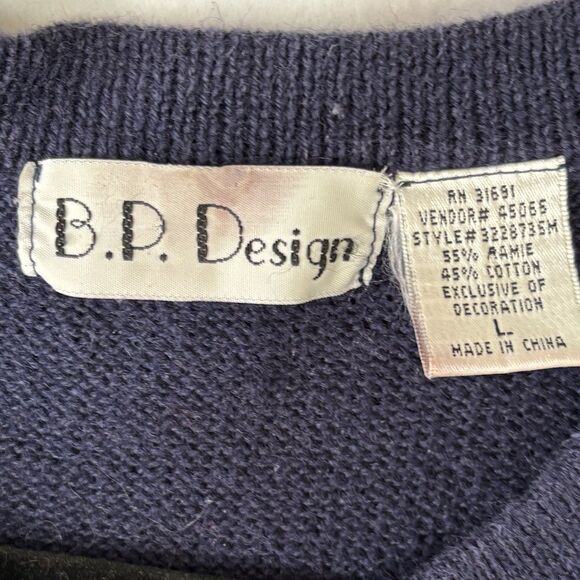 Vintage BP Design Christmas Snowman Sweater Purple Patchwork Zip-Up Y2K - Picture 7 of 8